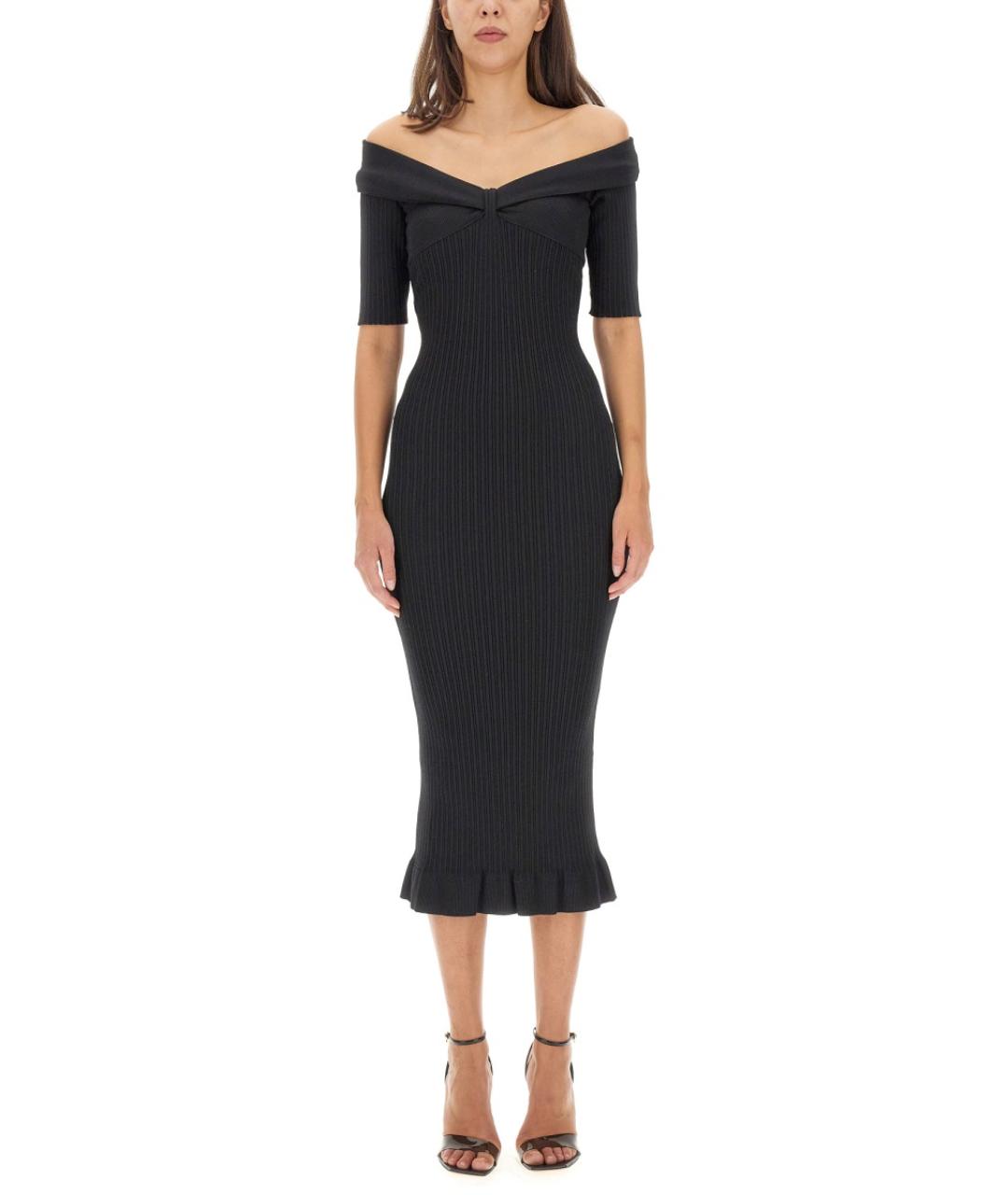 PHILOSOPHY DI LORENZO SERAFINI Черное вискозное повседневное платье, фото 5