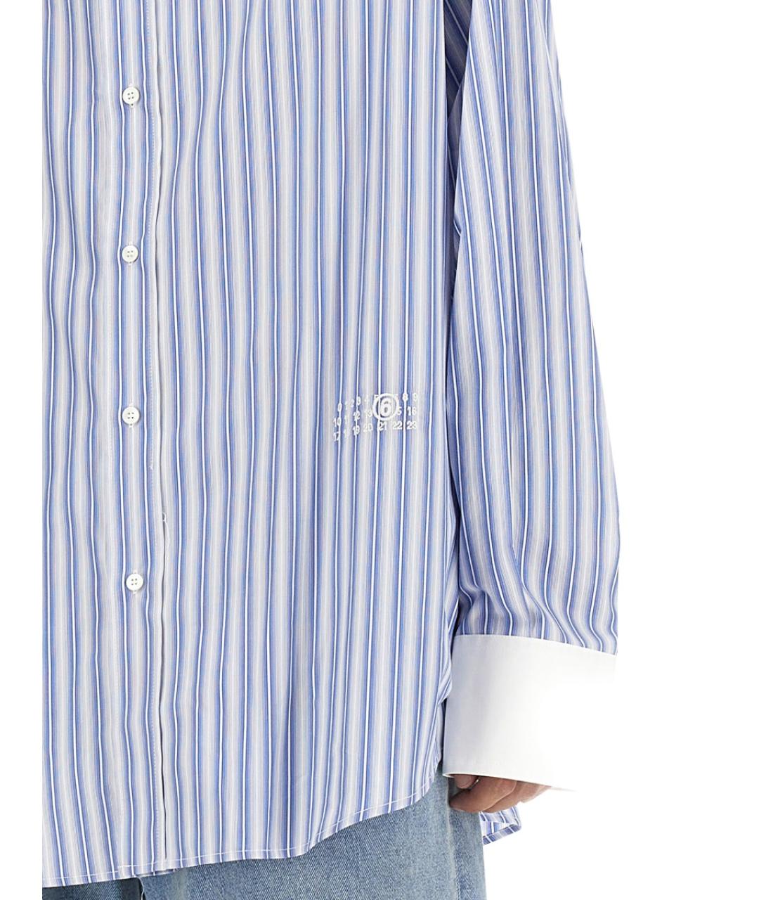 MM6 MAISON MARGIELA Голубая хлопковая кэжуал рубашка, фото 4