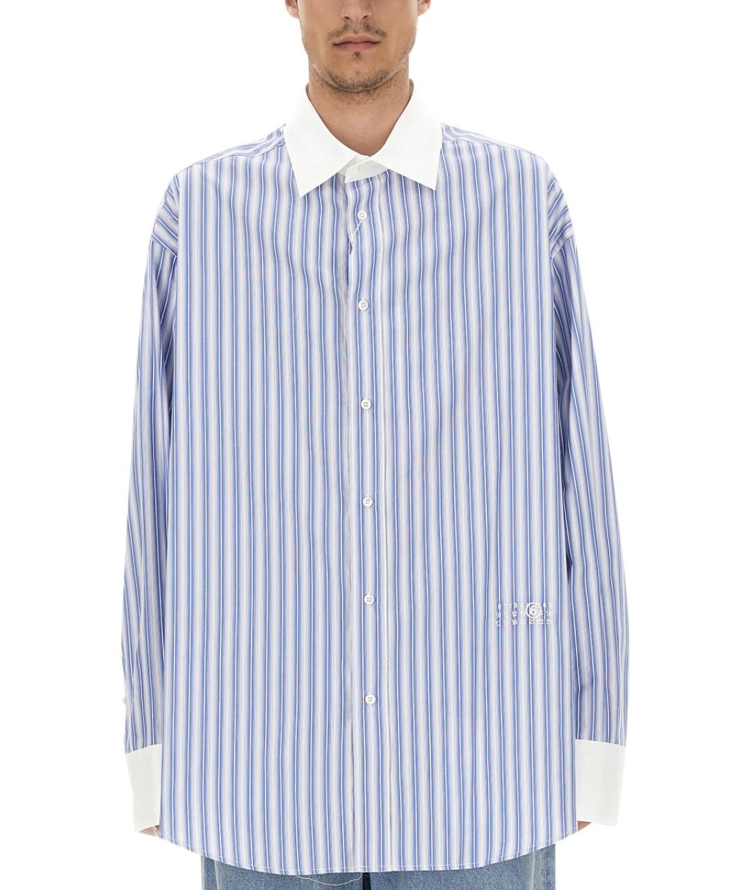 MM6 MAISON MARGIELA Голубая хлопковая кэжуал рубашка, фото 5