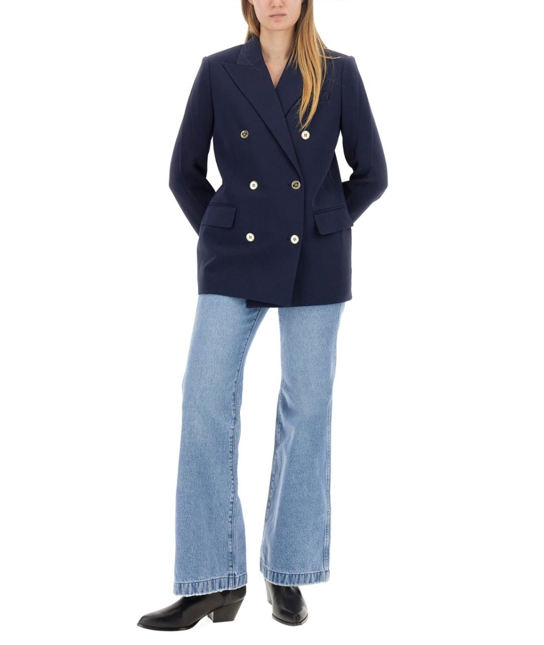 MICHAEL KORS Голубые хлопковые прямые джинсы, фото 2