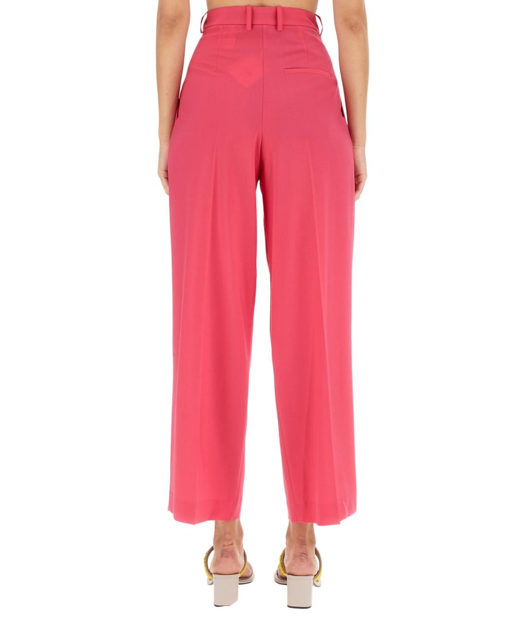 ALYSI Фуксия шерстяные прямые брюки, фото 4