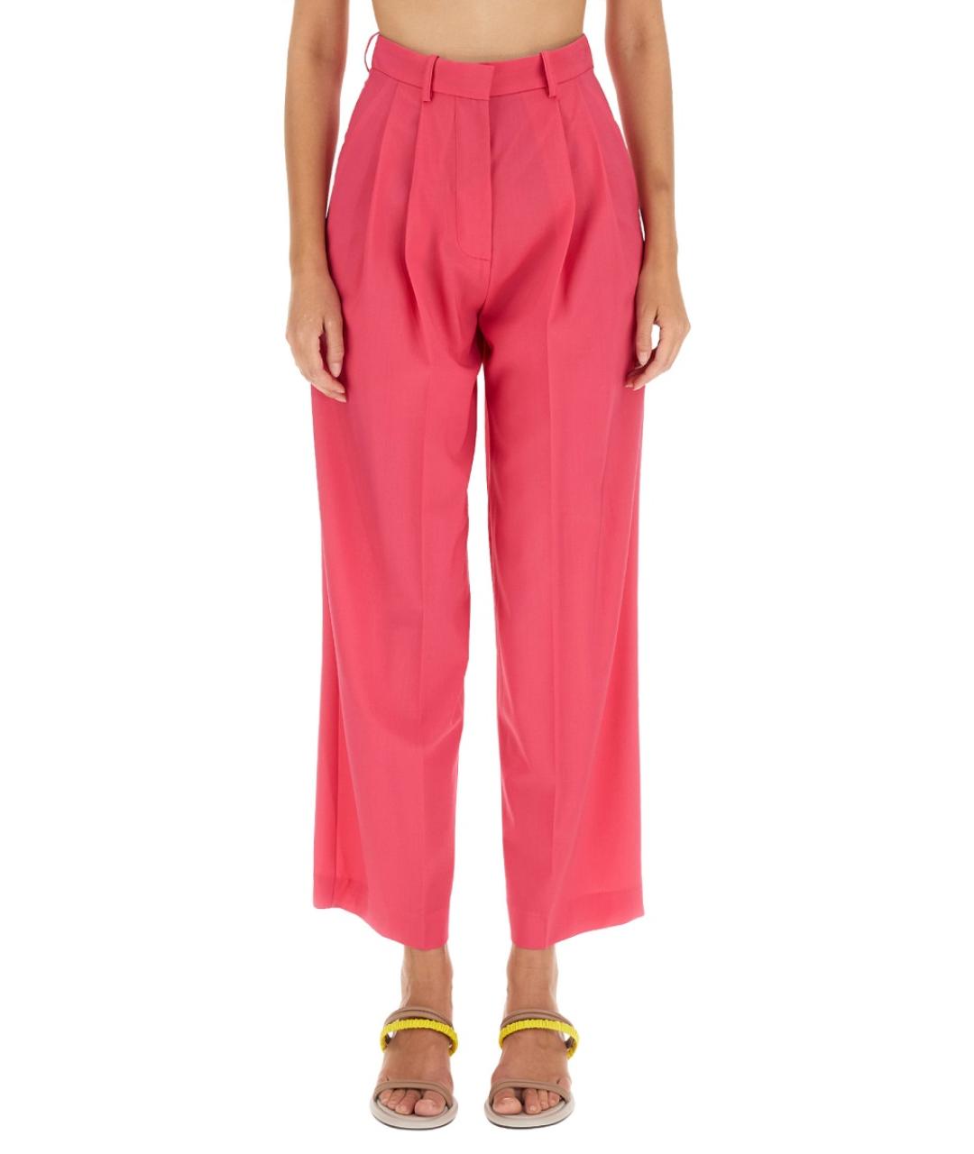 ALYSI Фуксия шерстяные прямые брюки, фото 5