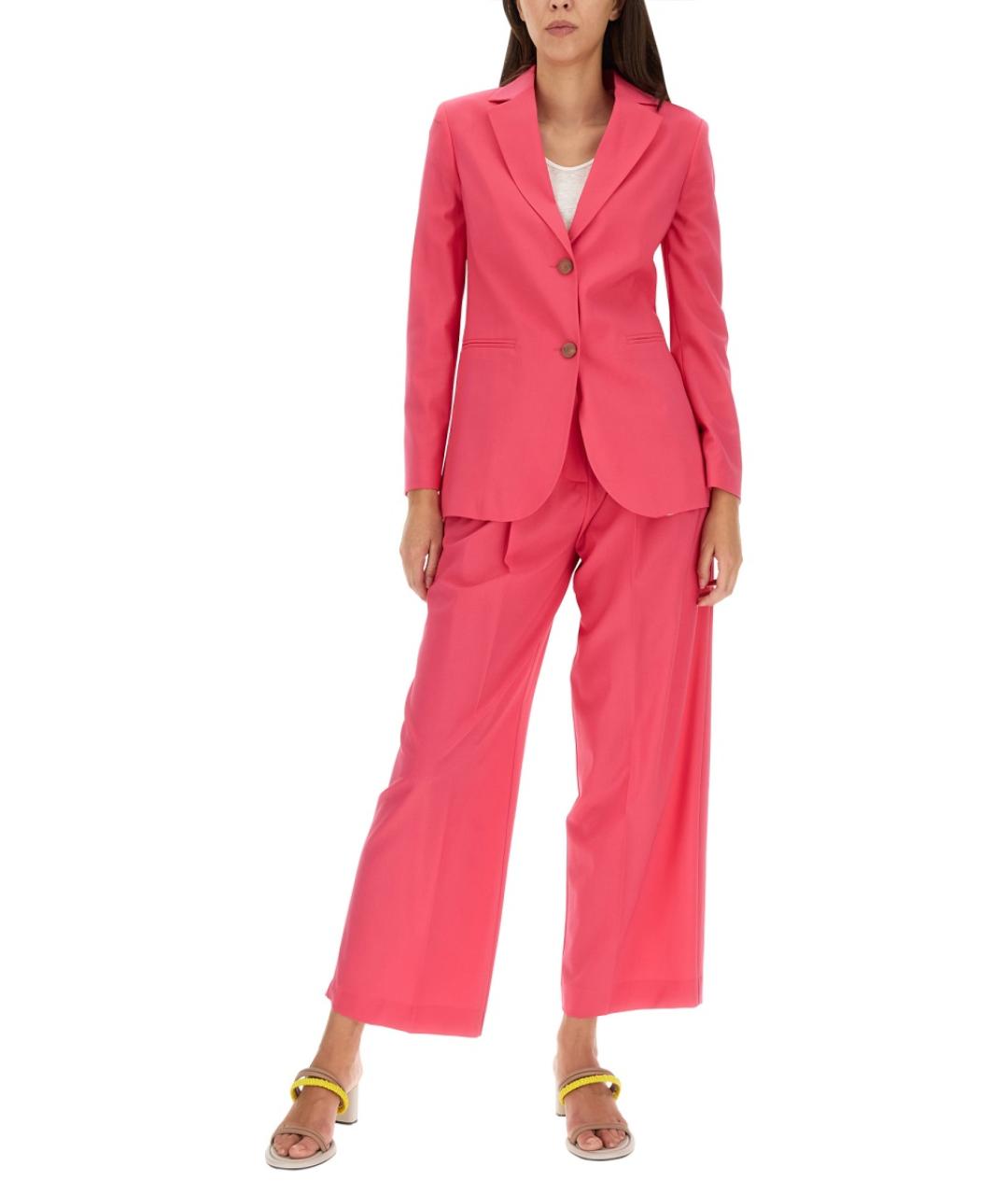 ALYSI Фуксия шерстяные прямые брюки, фото 2