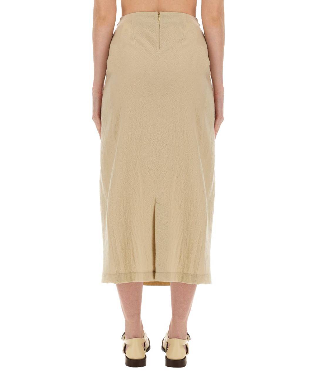 ALYSI Бежевая шерстяная юбка миди, фото 4