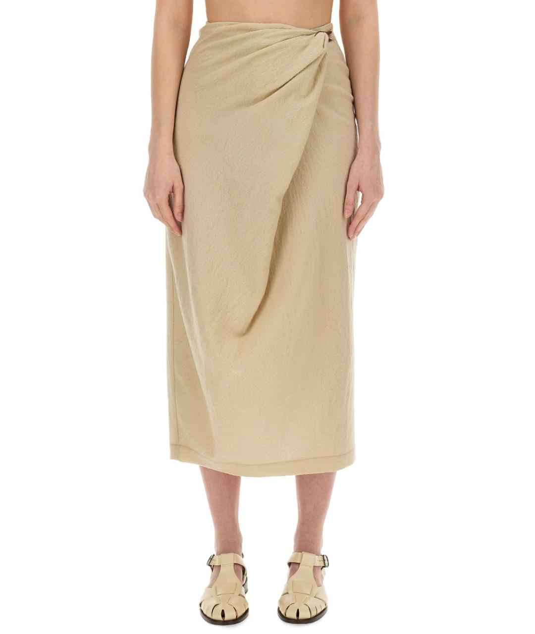ALYSI Бежевая шерстяная юбка миди, фото 1