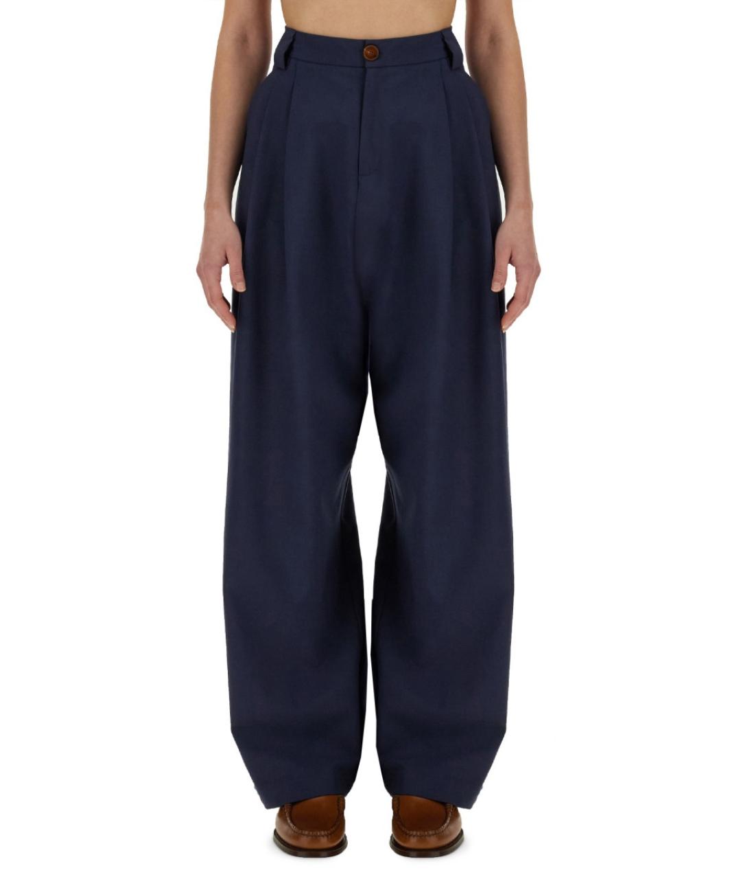 ALYSI Синие полиэстеровые брюки широкие, фото 5