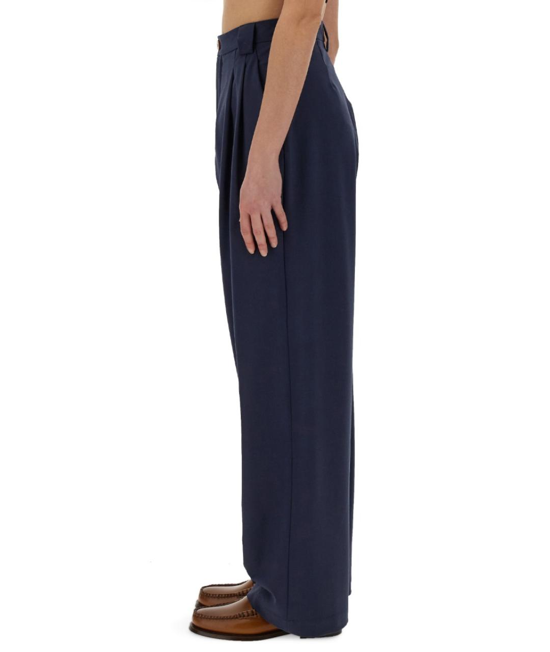 ALYSI Синие полиэстеровые брюки широкие, фото 4