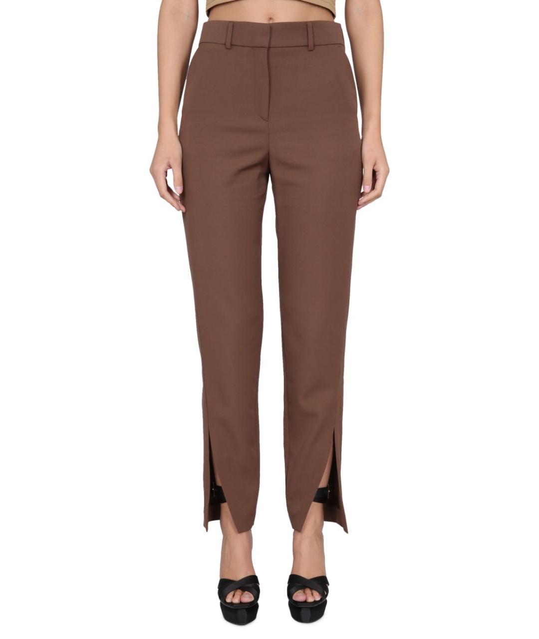 BALMAIN Коричневые шерстяные прямые брюки, фото 5