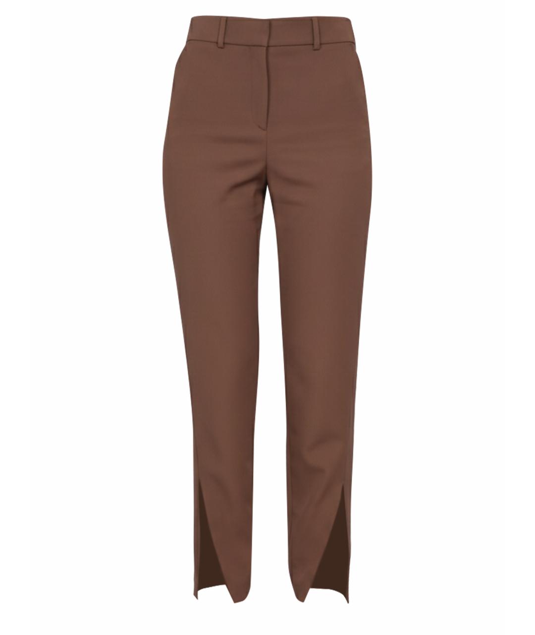 BALMAIN Коричневые шерстяные прямые брюки, фото 1
