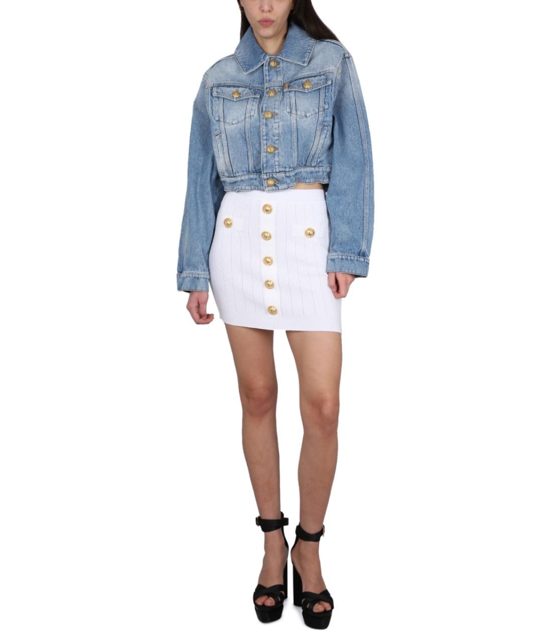 BALMAIN Белая вискозная юбка мини, фото 2