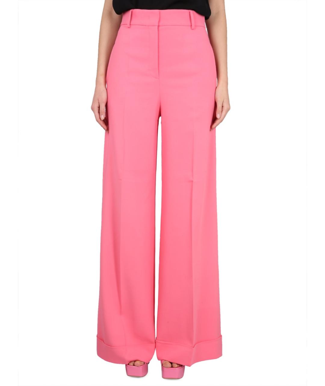 MOSCHINO Розовые вискозные прямые брюки, фото 5