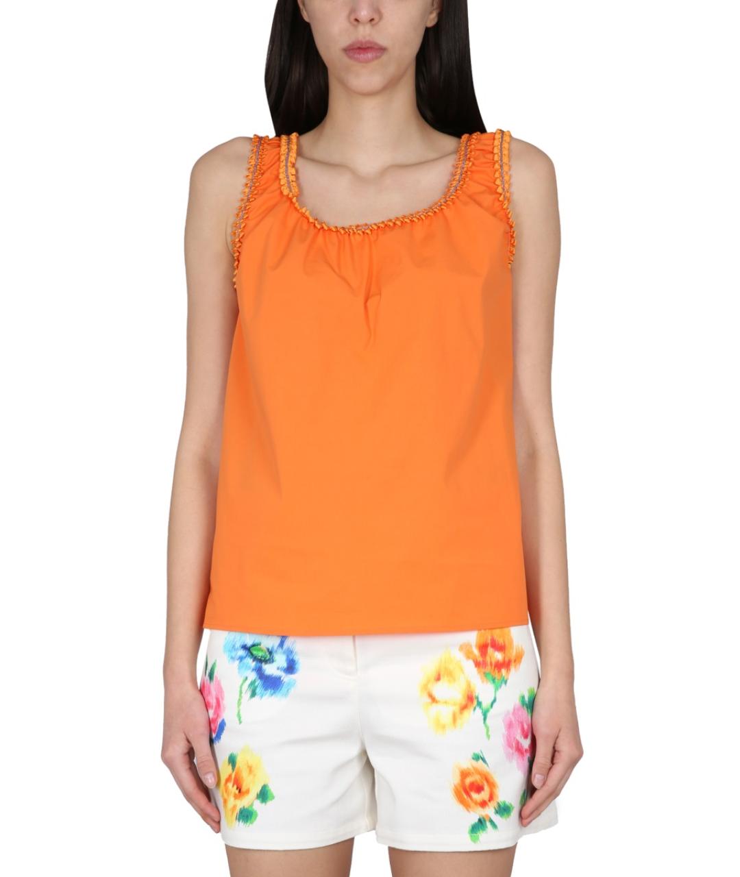 BOUTIQUE MOSCHINO Оранжевая хлопковая майка, фото 5