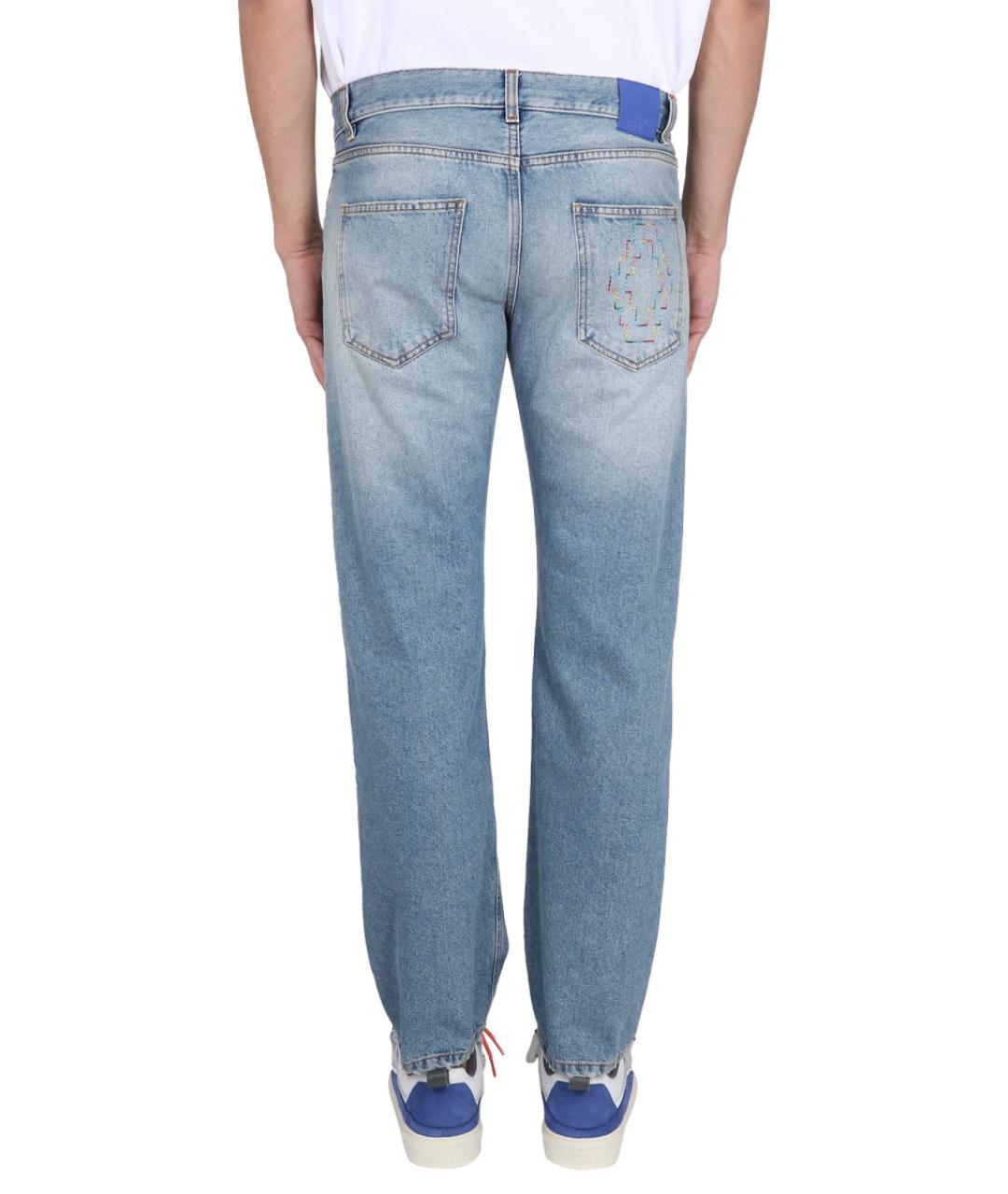 MARCELO BURLON Голубые хлопковые прямые джинсы, фото 4