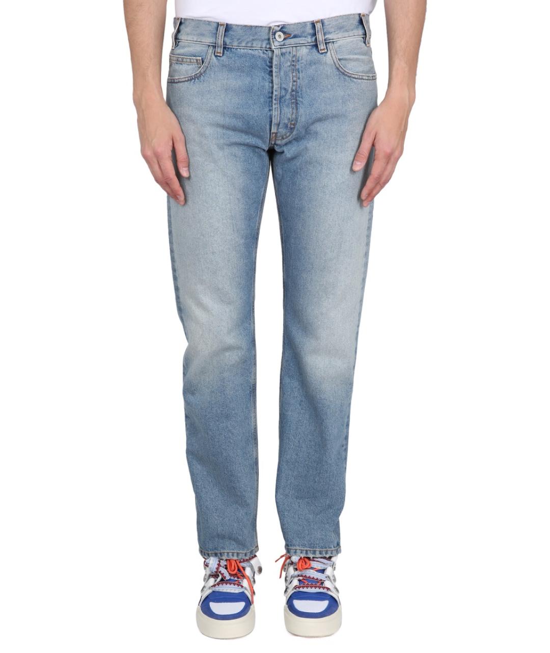 MARCELO BURLON Голубые хлопковые прямые джинсы, фото 1