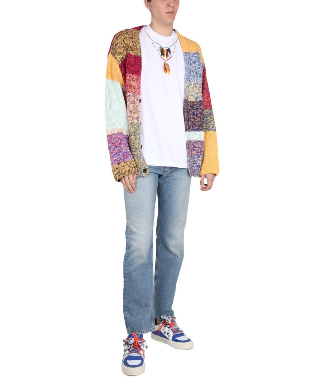 MARCELO BURLON Голубые хлопковые прямые джинсы, фото 2