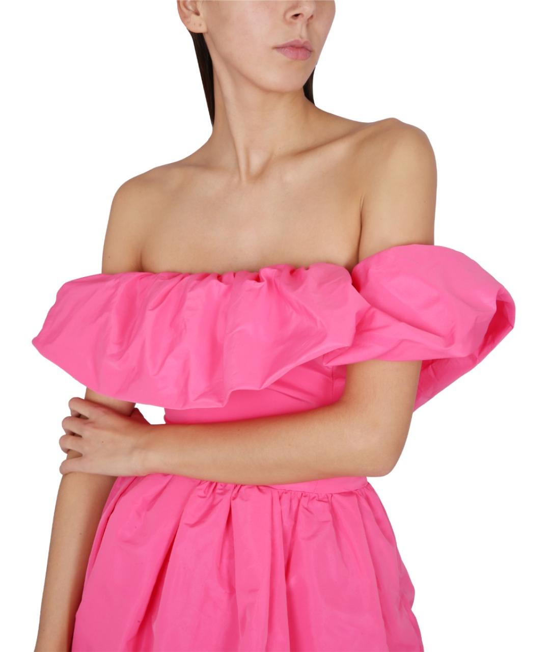 MSGM Фуксия полиэстеровое повседневное платье, фото 4