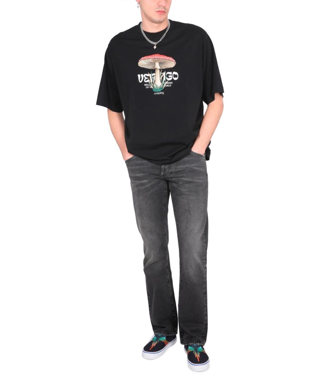 MARCELO BURLON Черные хлопковые прямые джинсы, фото 2