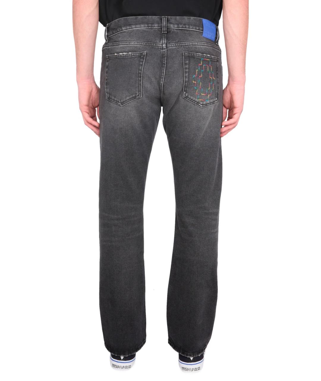 MARCELO BURLON Черные хлопковые прямые джинсы, фото 4