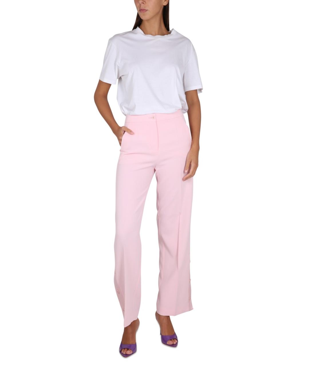 BOUTIQUE MOSCHINO Розовые ацетатные прямые брюки, фото 2