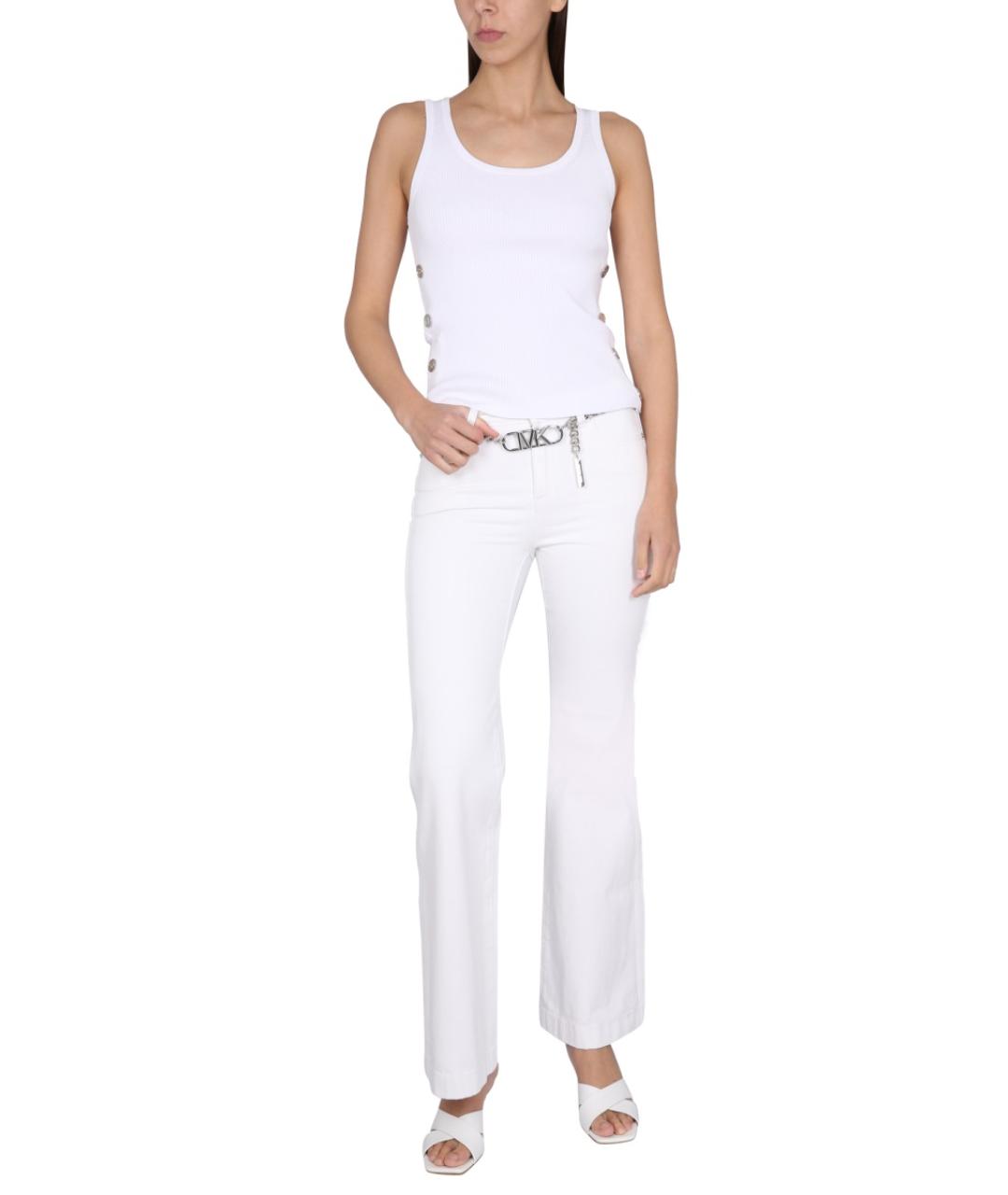 MICHAEL KORS Белые хлопковые прямые джинсы, фото 2