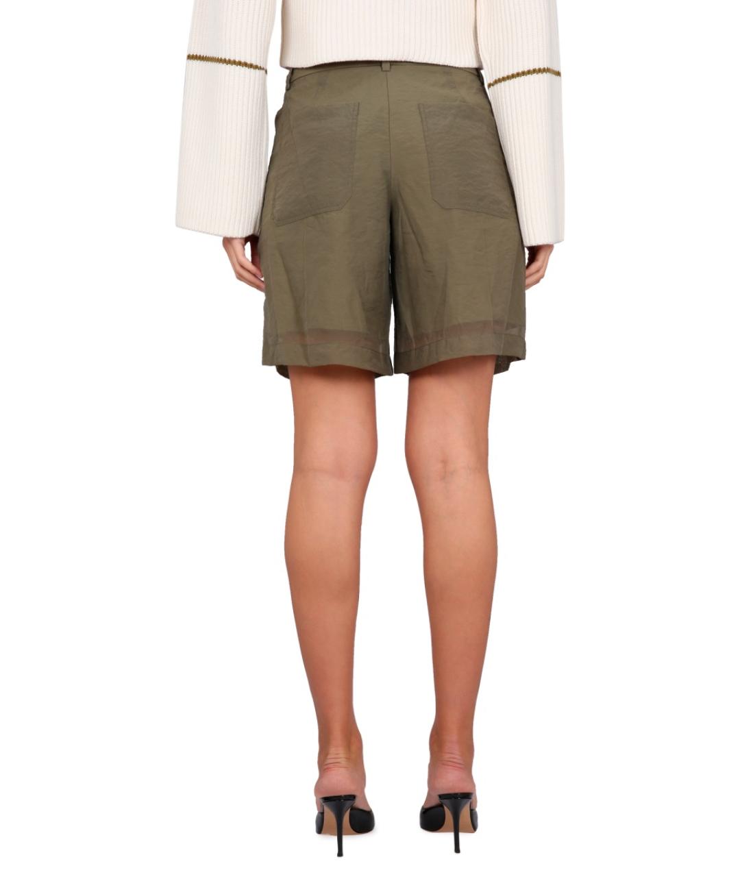 HELMUT LANG Хаки вискозные шорты, фото 5