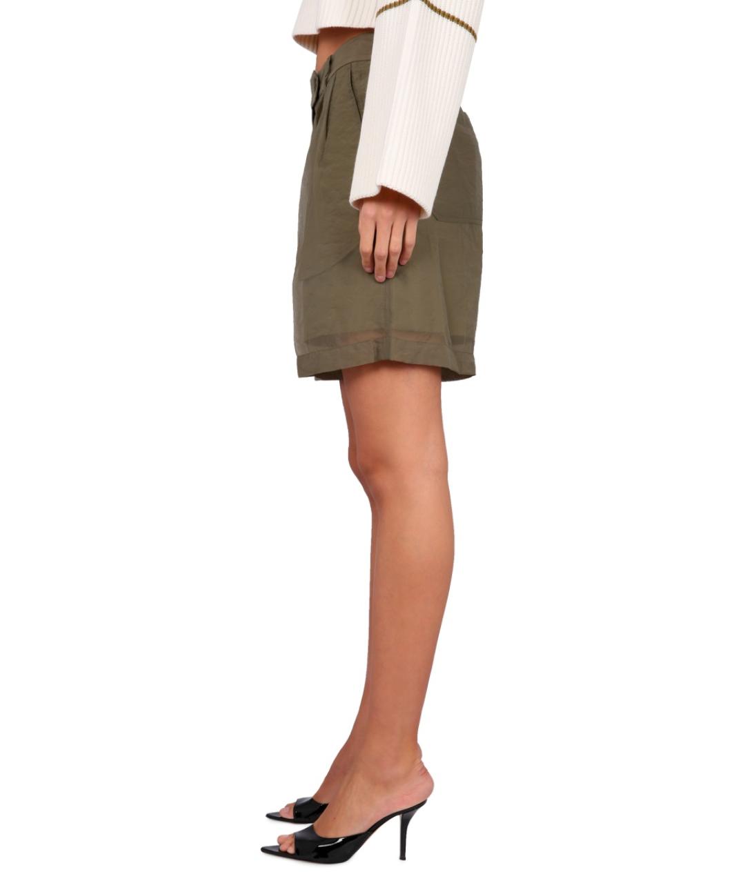 HELMUT LANG Хаки вискозные шорты, фото 4