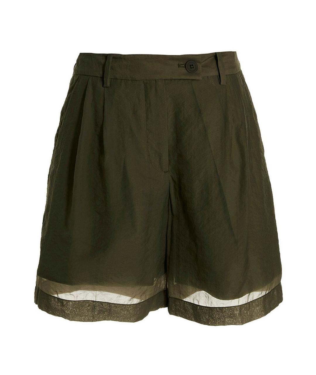HELMUT LANG Хаки вискозные шорты, фото 1