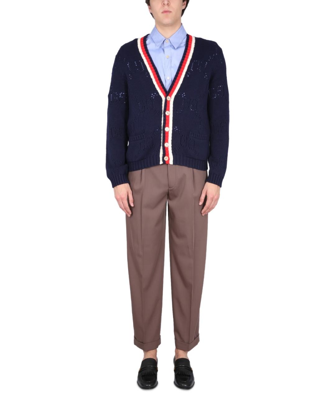 GUCCI Синяя хлопковая кэжуал рубашка, фото 2