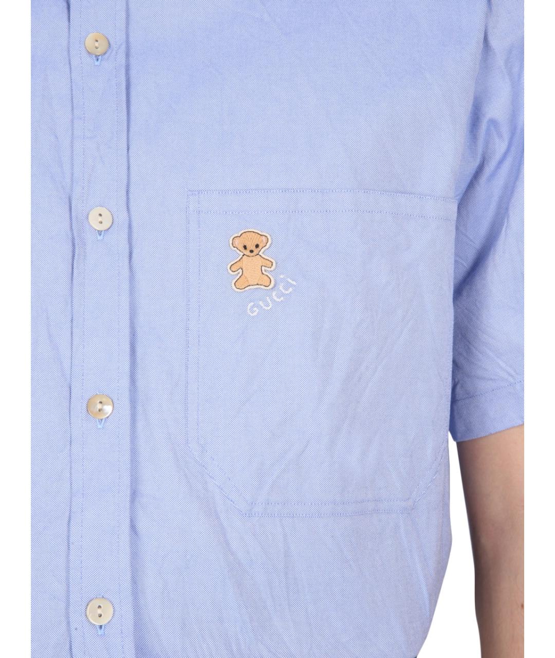 GUCCI Синяя хлопковая кэжуал рубашка, фото 3