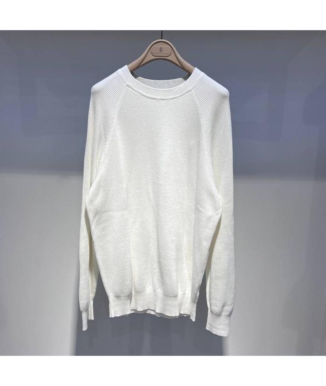 BRUNELLO CUCINELLI Белый хлопковый джемпер / свитер, фото 4