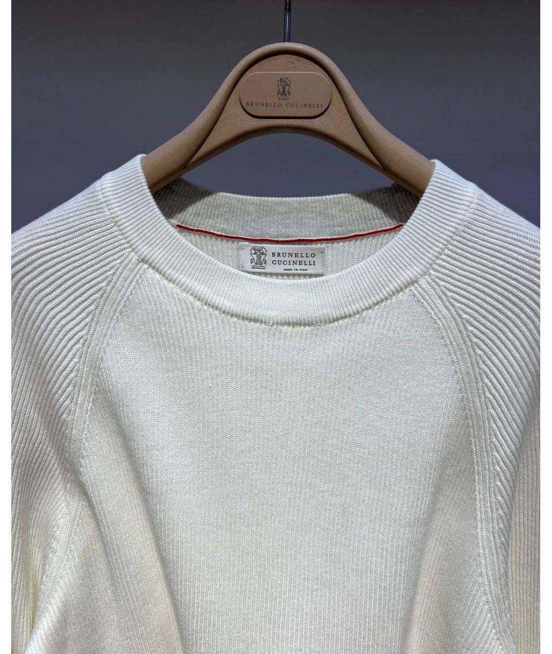 BRUNELLO CUCINELLI Белый хлопковый джемпер / свитер, фото 3