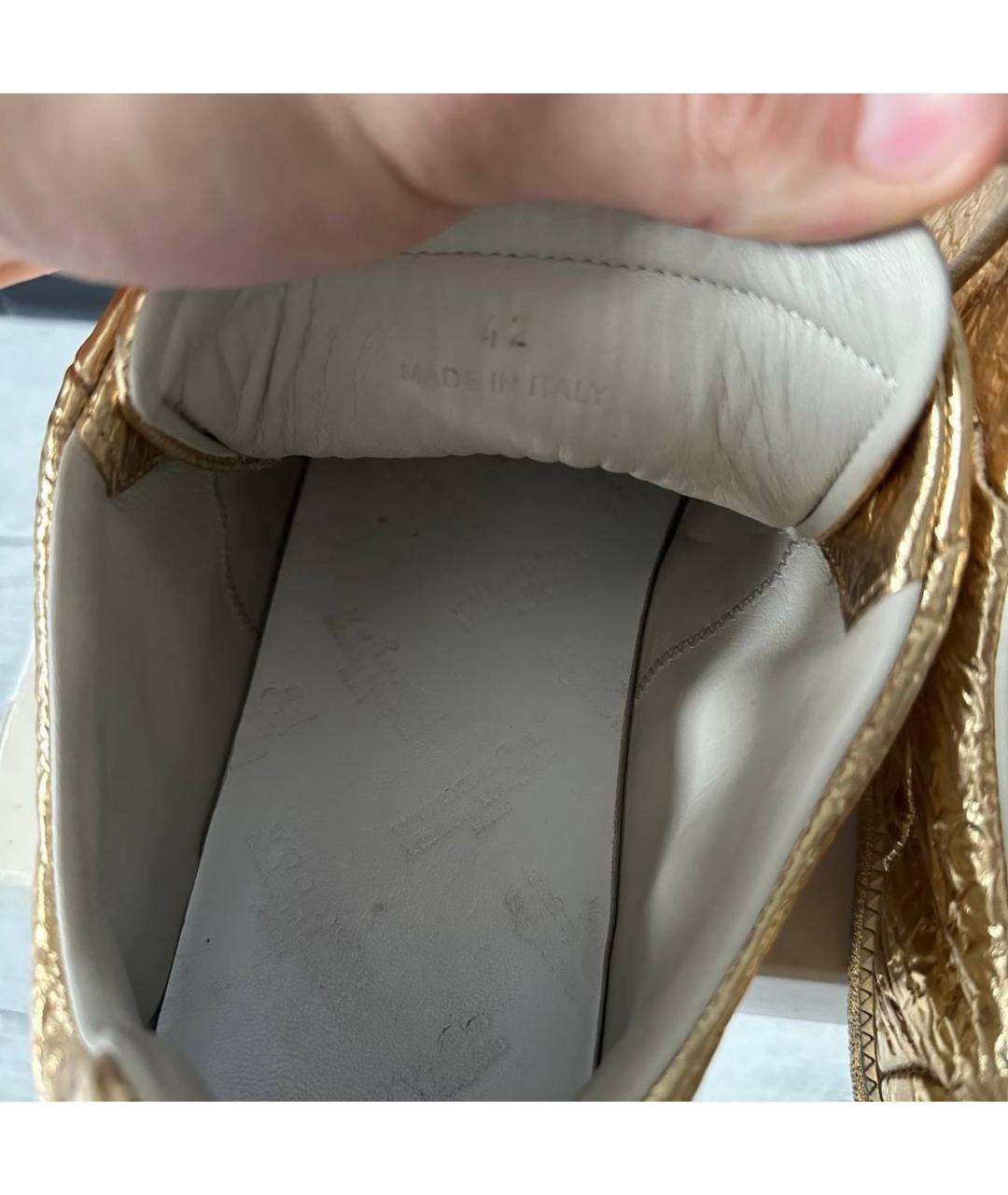 MAISON MARGIELA Золотые кожаные низкие кроссовки / кеды, фото 7