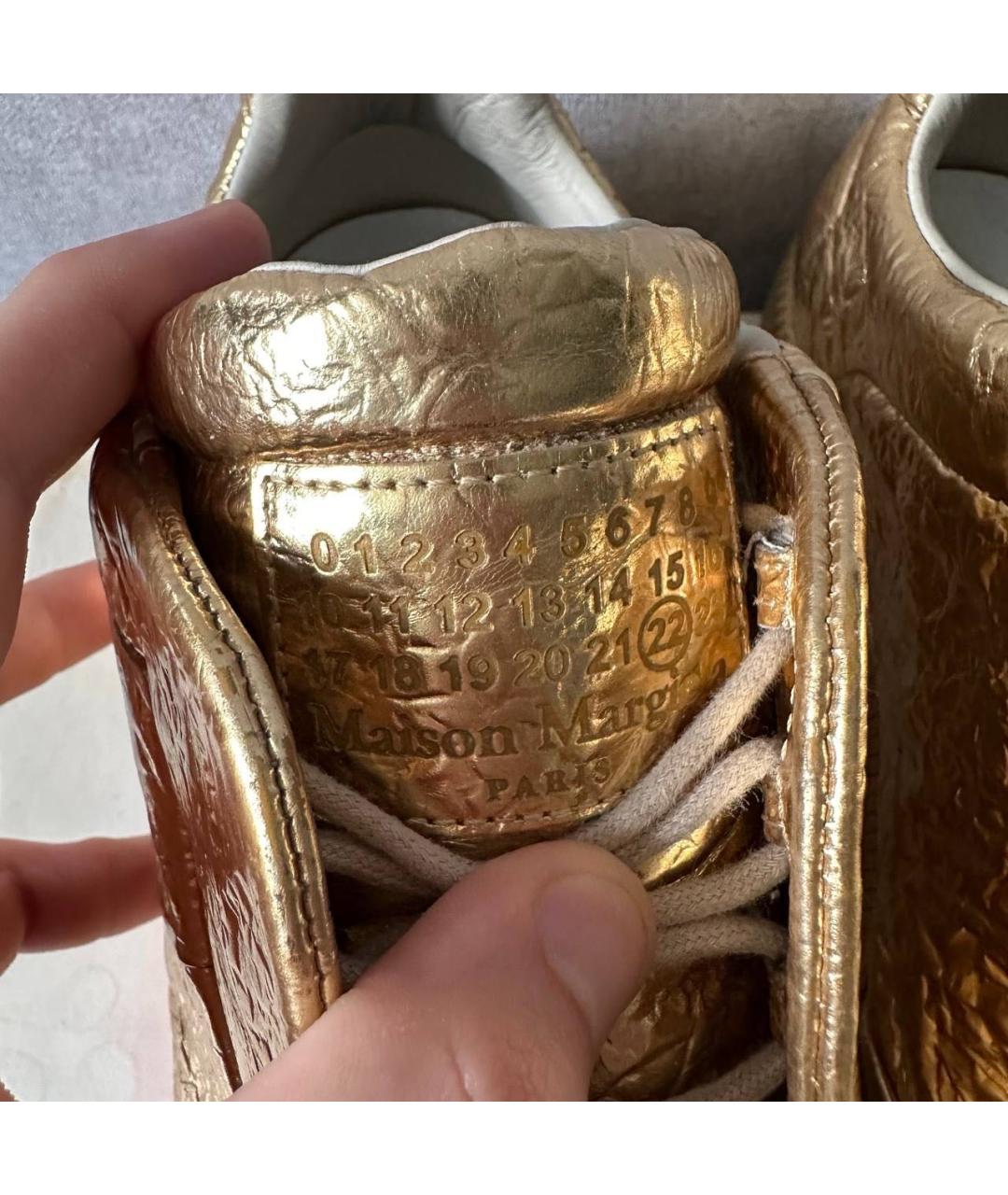 MAISON MARGIELA Золотые кожаные низкие кроссовки / кеды, фото 5