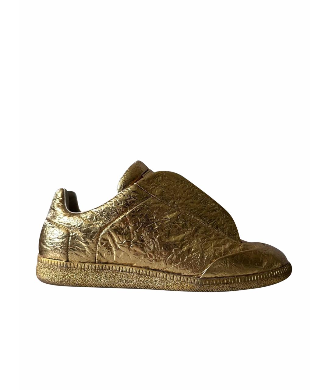 MAISON MARGIELA Золотые кожаные низкие кроссовки / кеды, фото 1