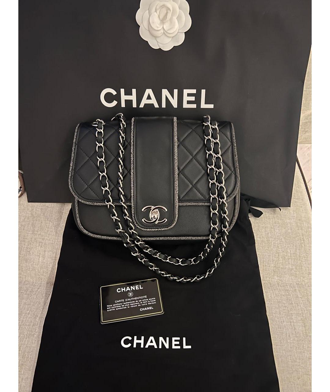 CHANEL Черная кожаная сумка через плечо, фото 6