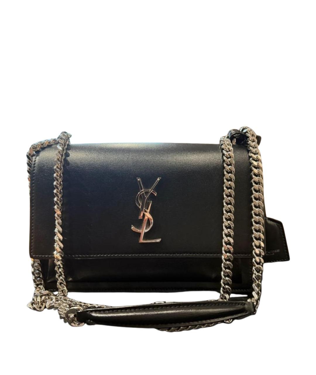 SAINT LAURENT Черная кожаная сумка через плечо, фото 1
