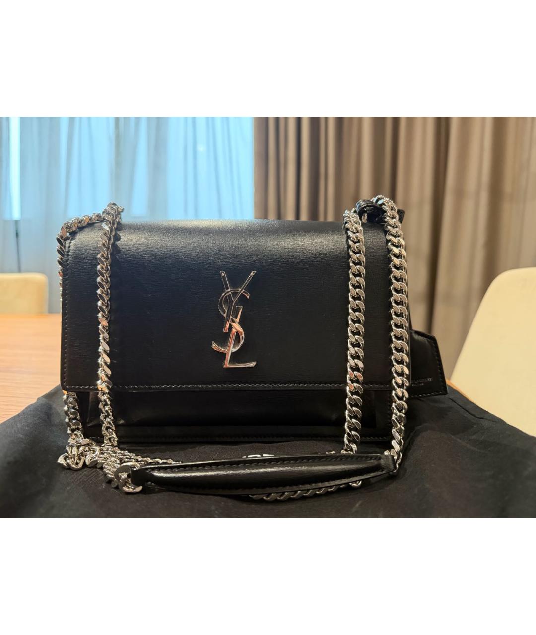 SAINT LAURENT Черная кожаная сумка через плечо, фото 9