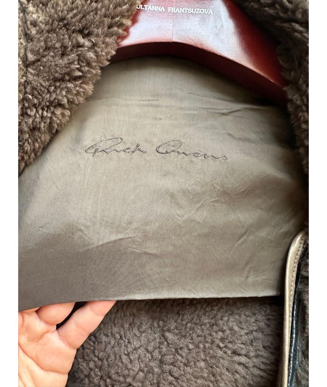 RICK OWENS Серебряная кожаная дубленка, фото 2