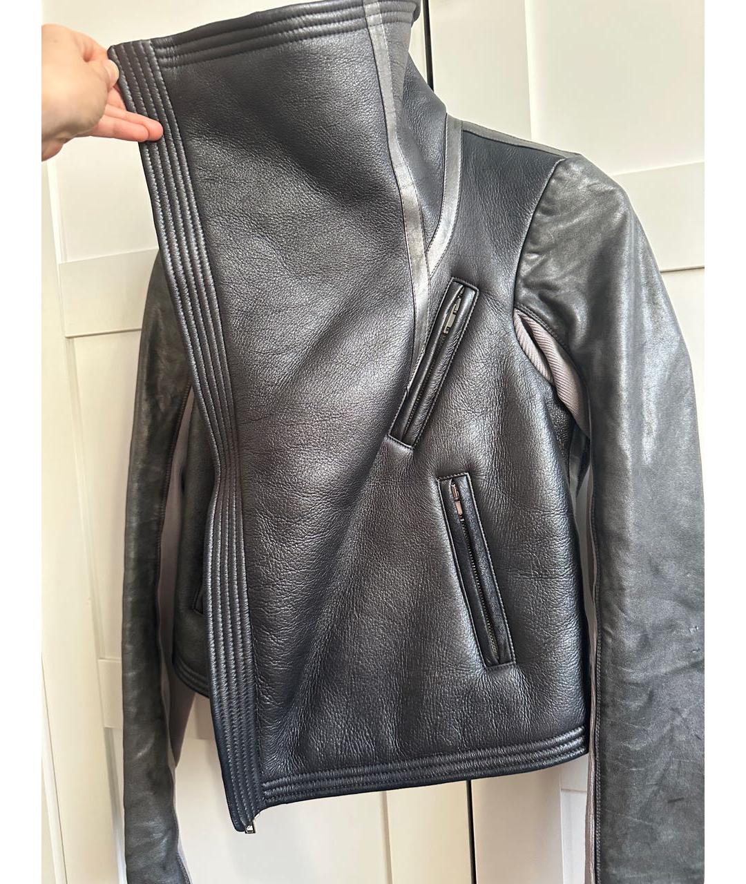 RICK OWENS Серебряная кожаная дубленка, фото 6