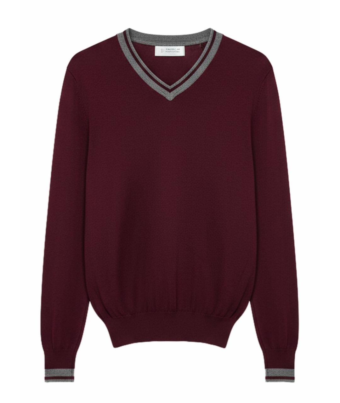 BRUNELLO CUCINELLI Бордовый шерстяной джемпер / свитер, фото 1