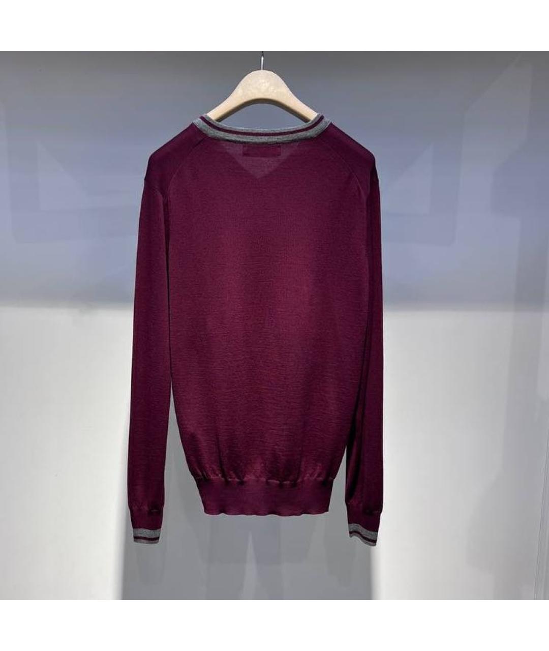 BRUNELLO CUCINELLI Бордовый шерстяной джемпер / свитер, фото 2