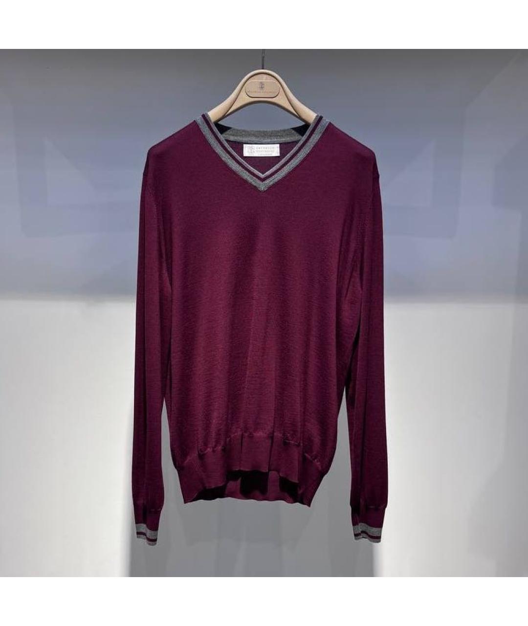 BRUNELLO CUCINELLI Бордовый шерстяной джемпер / свитер, фото 4