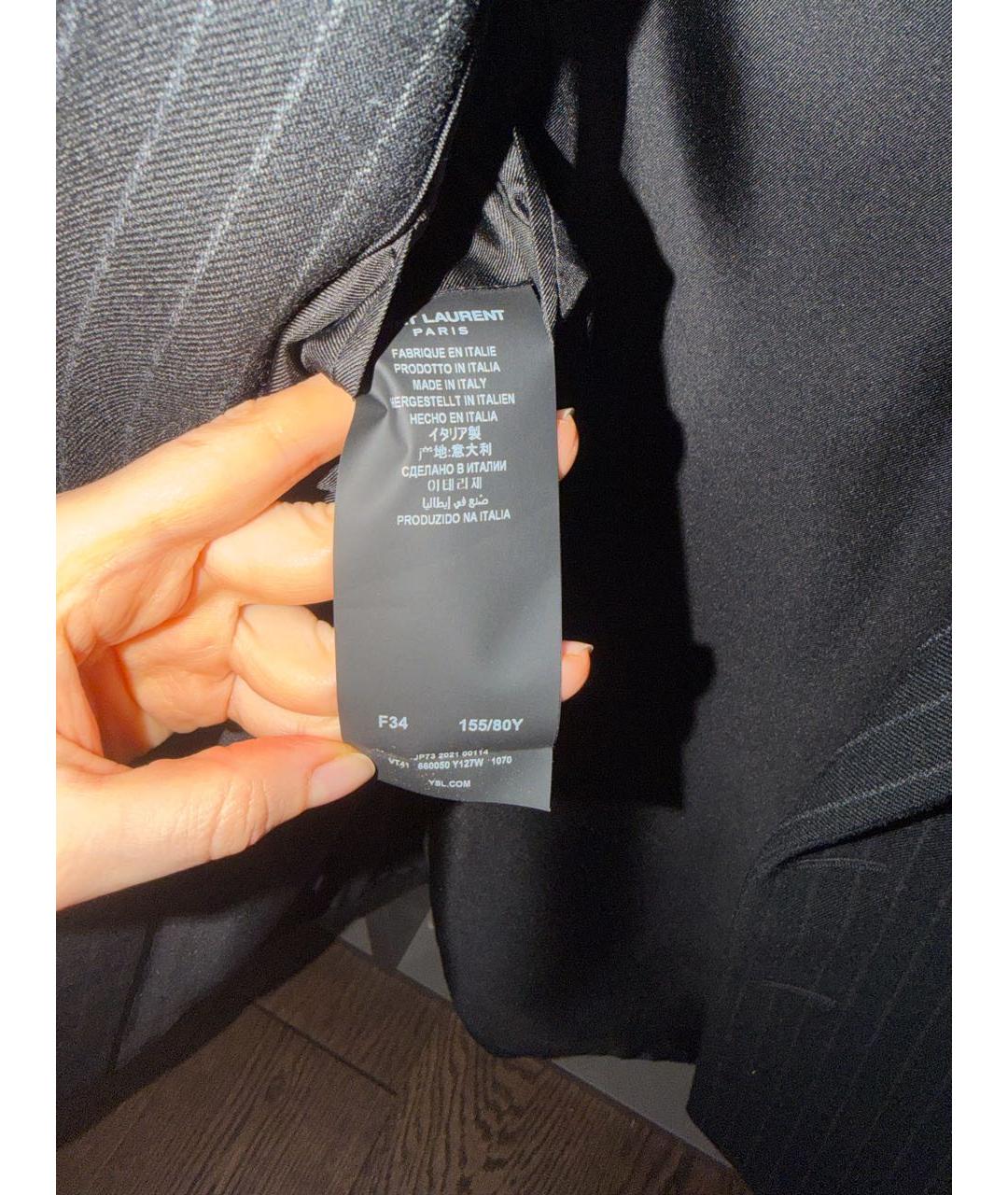 SAINT LAURENT Темно-синий шерстяной жакет/пиджак, фото 6