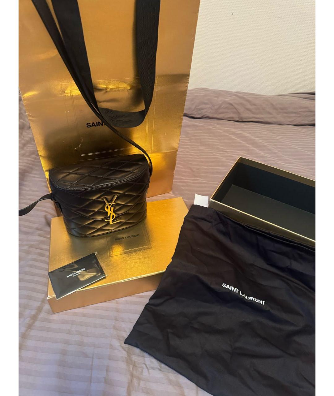 SAINT LAURENT Черная кожаная сумка через плечо, фото 2