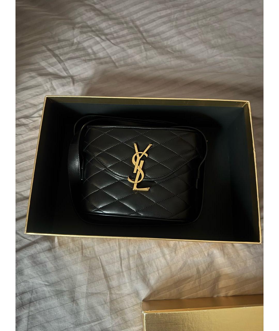 SAINT LAURENT Черная кожаная сумка через плечо, фото 4