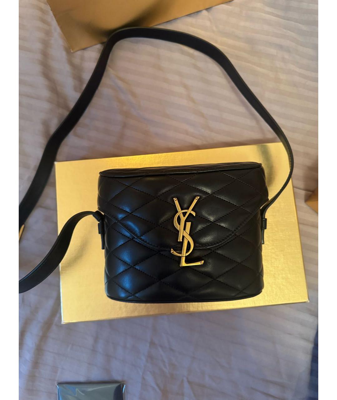 SAINT LAURENT Черная кожаная сумка через плечо, фото 6