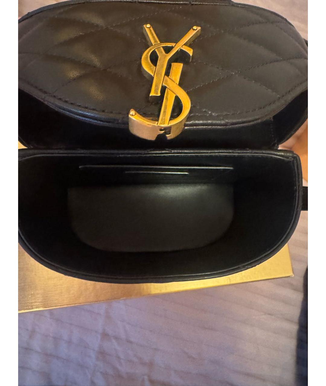 SAINT LAURENT Черная кожаная сумка через плечо, фото 3