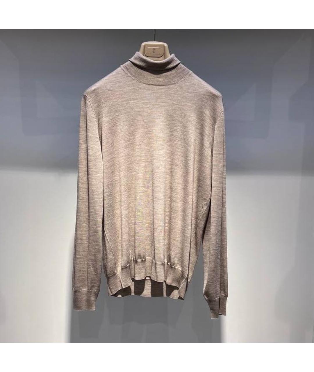 BRUNELLO CUCINELLI Бежевая шерстяная водолазка, фото 4