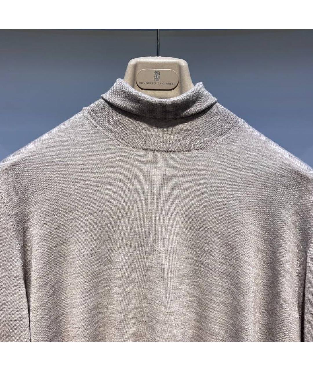 BRUNELLO CUCINELLI Бежевая шерстяная водолазка, фото 3