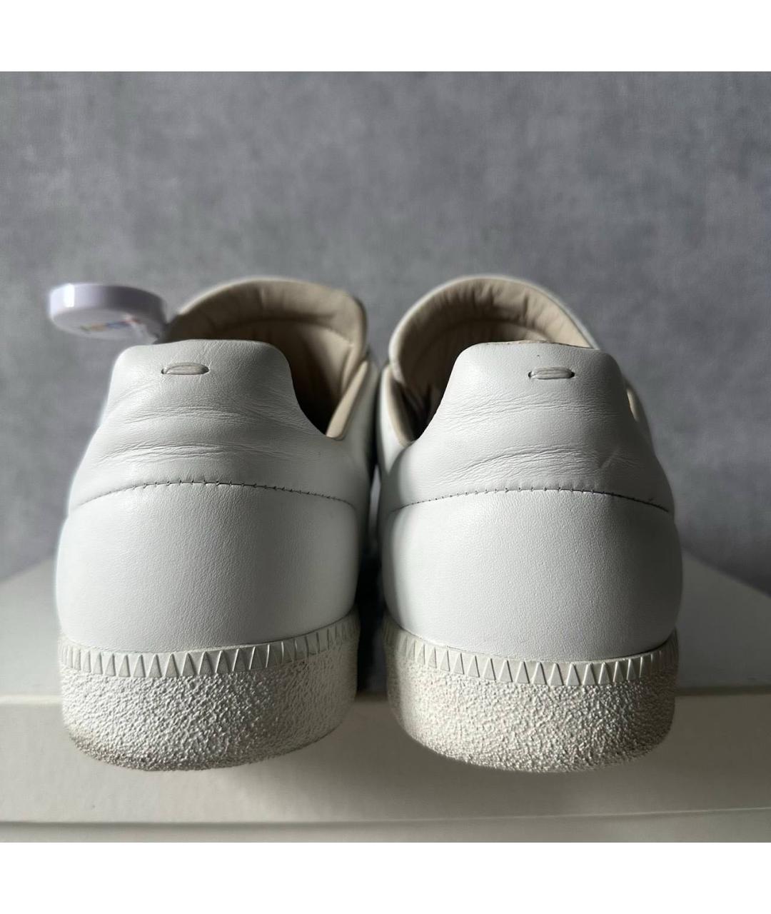 MAISON MARGIELA Белые кожаные низкие кроссовки / кеды, фото 3